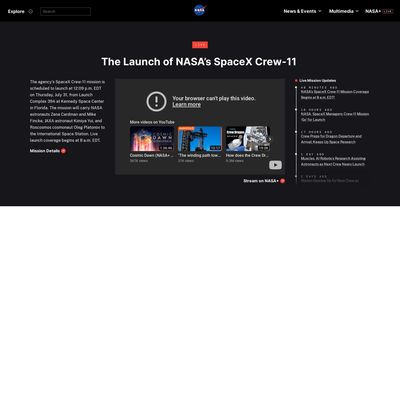 Web Commodore certified snapshot of https://www.nasa.gov/ taken at 2025-07-31 11:49:32